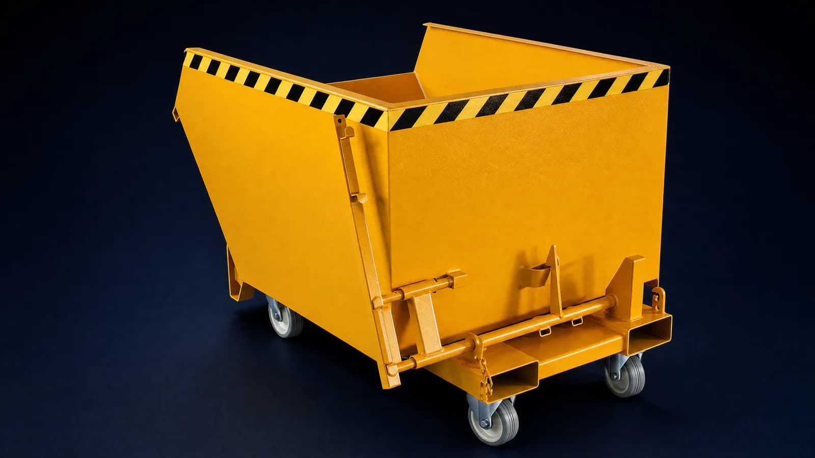 Yellow ENITOR tipping container for forklift use