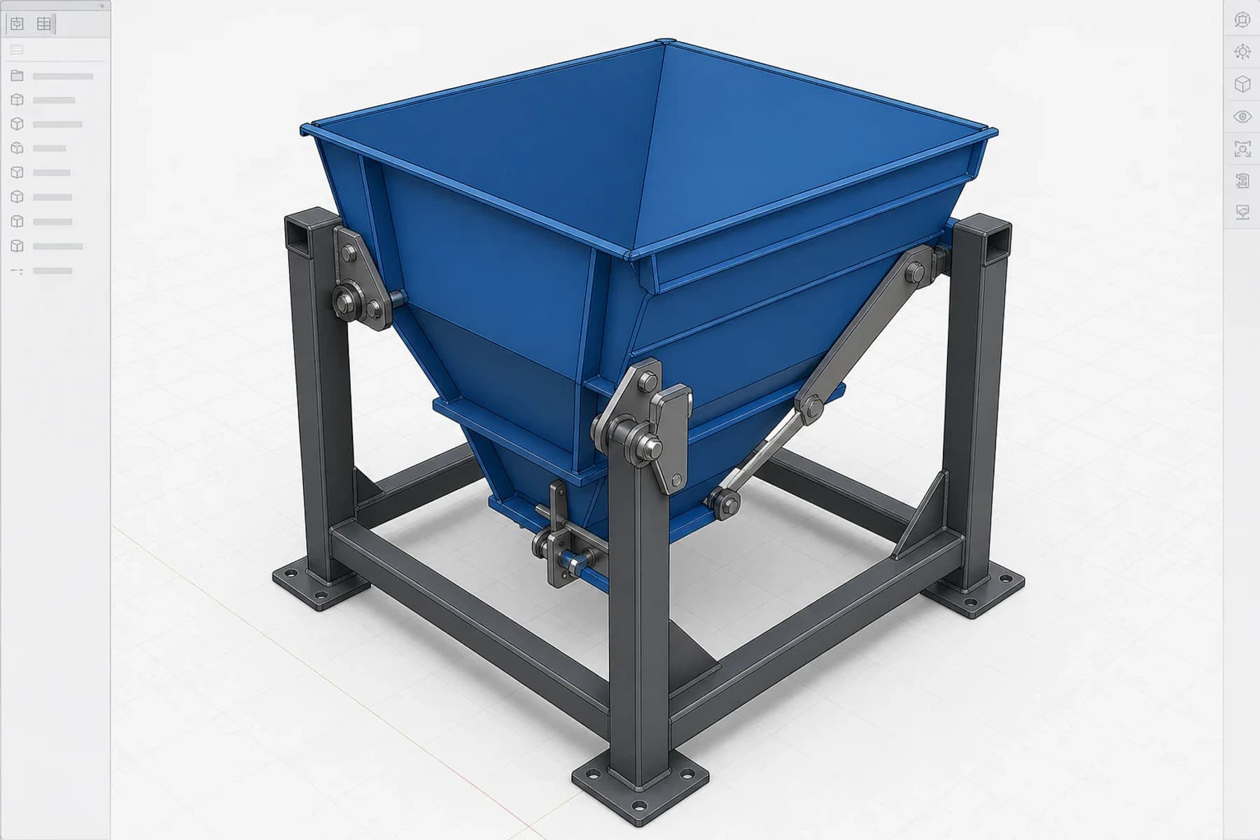 CAD model of a welded container assembly in ENITOR engineering